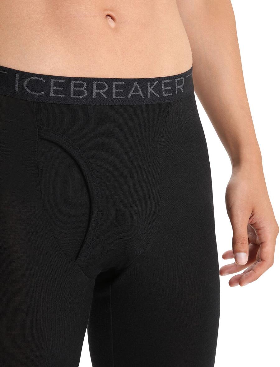 Icebreaker Merino 175 Everyday Thermal With Fly Férfi Leggings Fekete | HU 1136BEXC